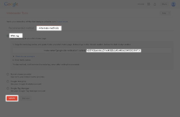 Google Webmaster homepage